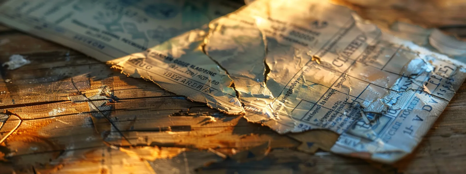 a close-up of a damaged cheque lying on a polished wooden desk, highlighting prominent tears and ink smudges under warm, soft lighting to emphasize the risks and importance of cheque handling in financial transactions.