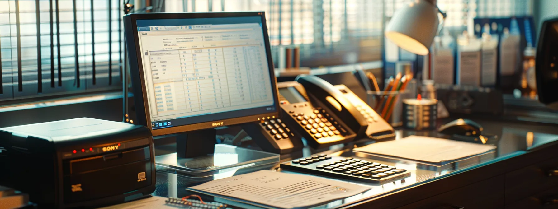 a sleek workspace displays a glowing computer screen showcasing the quickbooks interface, surrounded by neatly organized business and personal cheques, emphasizing the ease of modern bookkeeping.