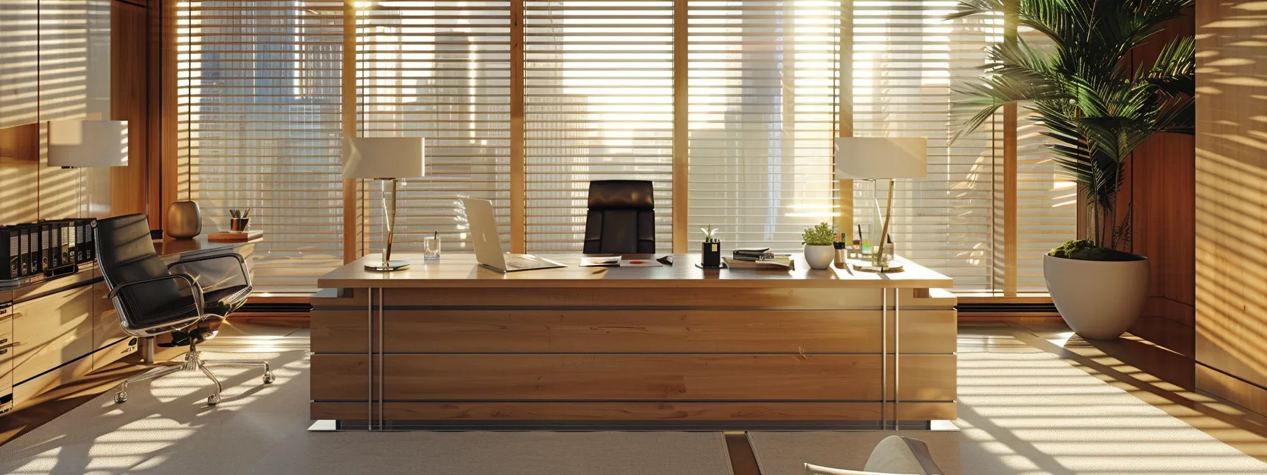 a sophisticated office setting features a neatly organized desk adorned with various business and personal cheques, illuminated by natural light, emphasizing the theme of evaluating efficient banking options for cheque clearance.
