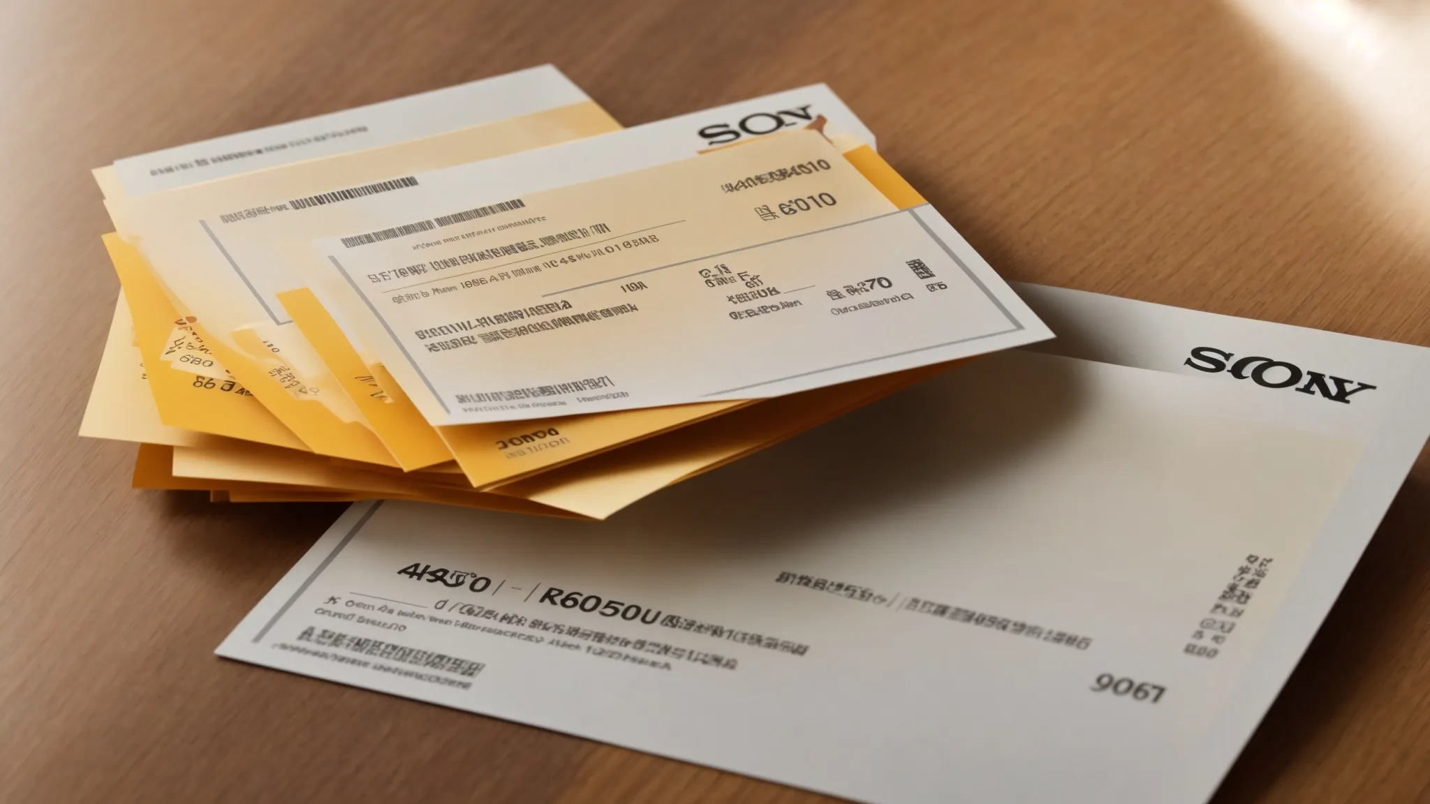 a visually striking, well-composed image featuring a close-up of distinct business and personal cheques laid out on a polished wooden desk, illuminated by soft, natural light, highlighting the contrast between standard and expedited delivery options.