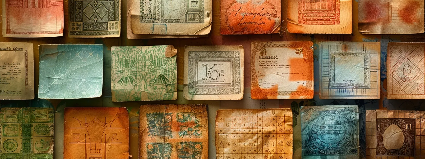 a beautifully arranged display of vibrant, assorted cheques in various styles, showcasing their intricate designs and textures against a soft, elegant background.