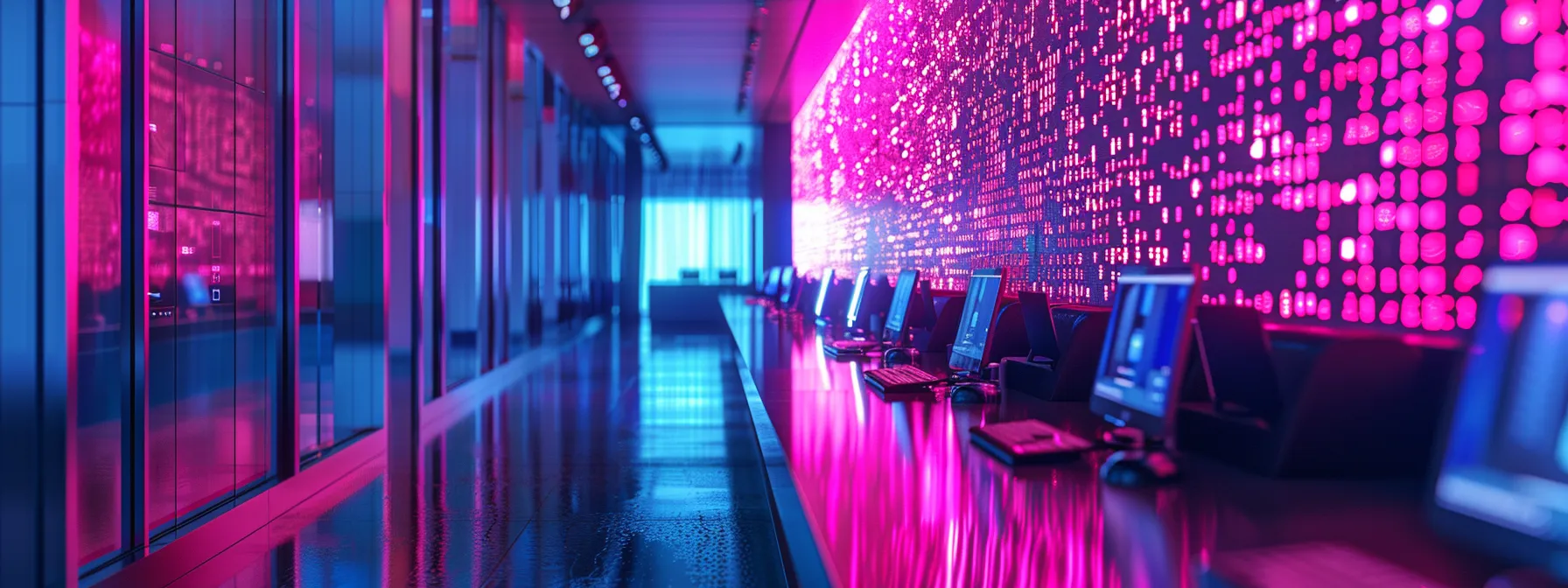 a futuristic office setting showcases a vibrant digital display of evolving cheque technologies, highlighting secure transactions and innovative payment solutions that reflect the shift towards efficient financial practices.