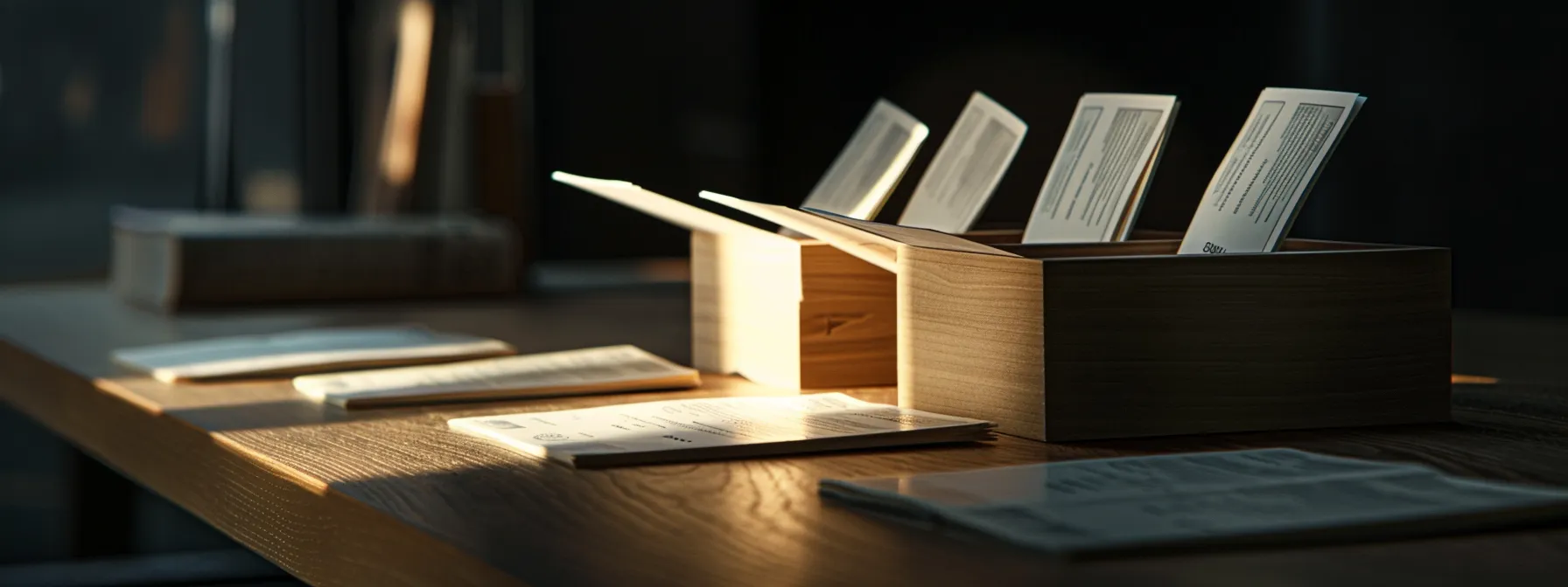 a visually striking arrangement of elegant, textured cheques displayed on a minimalist desk, illuminated by soft natural light, emphasizes the sophistication and distinction of business and personal finance.