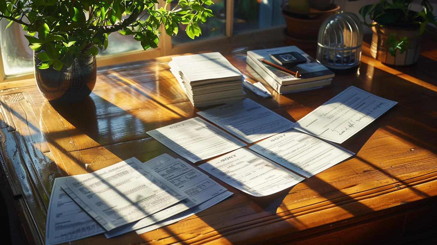 a visually striking arrangement of elegant business cheques and personal cheques displayed on a polished wooden desk, illuminated by soft natural light filtering through a nearby window, creating a sense of professionalism and trust.