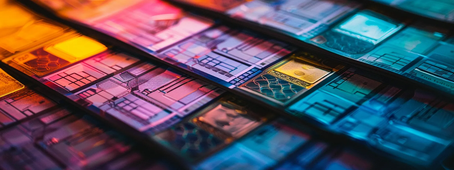 a visually striking close-up of a neatly arranged set of various business cheques on a smooth surface, illuminated by soft, natural light that highlights their vibrant colors and distinct designs, symbolizing the essential role of cheques in financial management.
