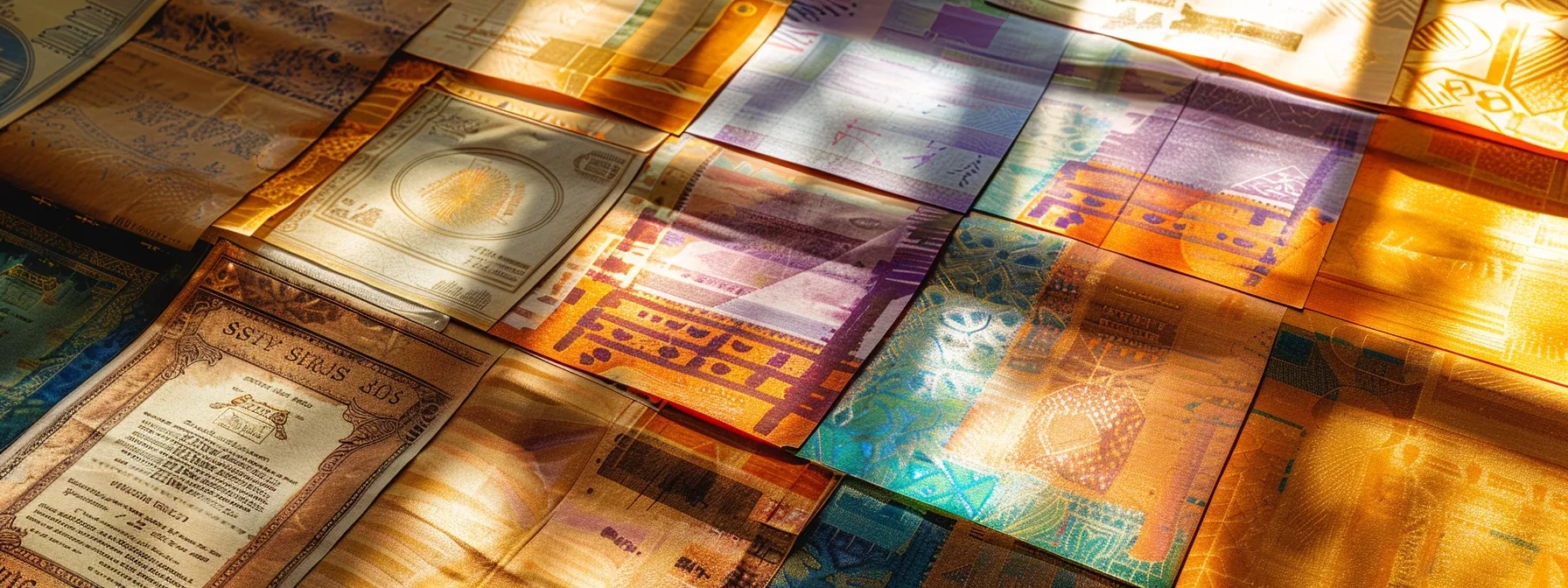 a visually striking composition of an array of custom business cheques displaying a harmonious blend of traditional elegance and modern design, highlighting dynamic color schemes and sophisticated graphics that evoke professionalism and brand identity.