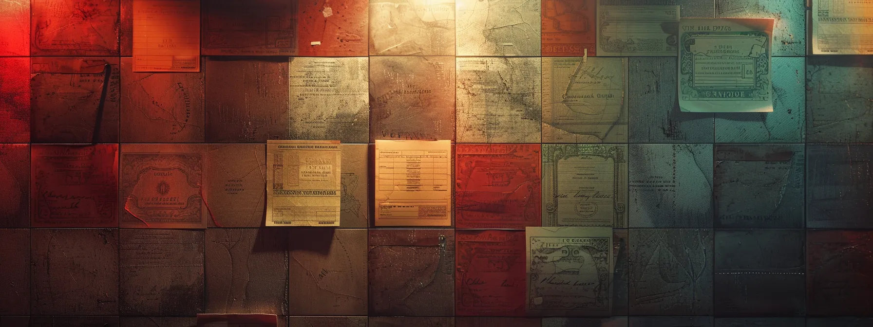 a visually striking composition of various cheques neatly arranged, showcasing the contrast between business and personal styles, elegantly illuminated by soft, diffused lighting that enhances their intricate designs.