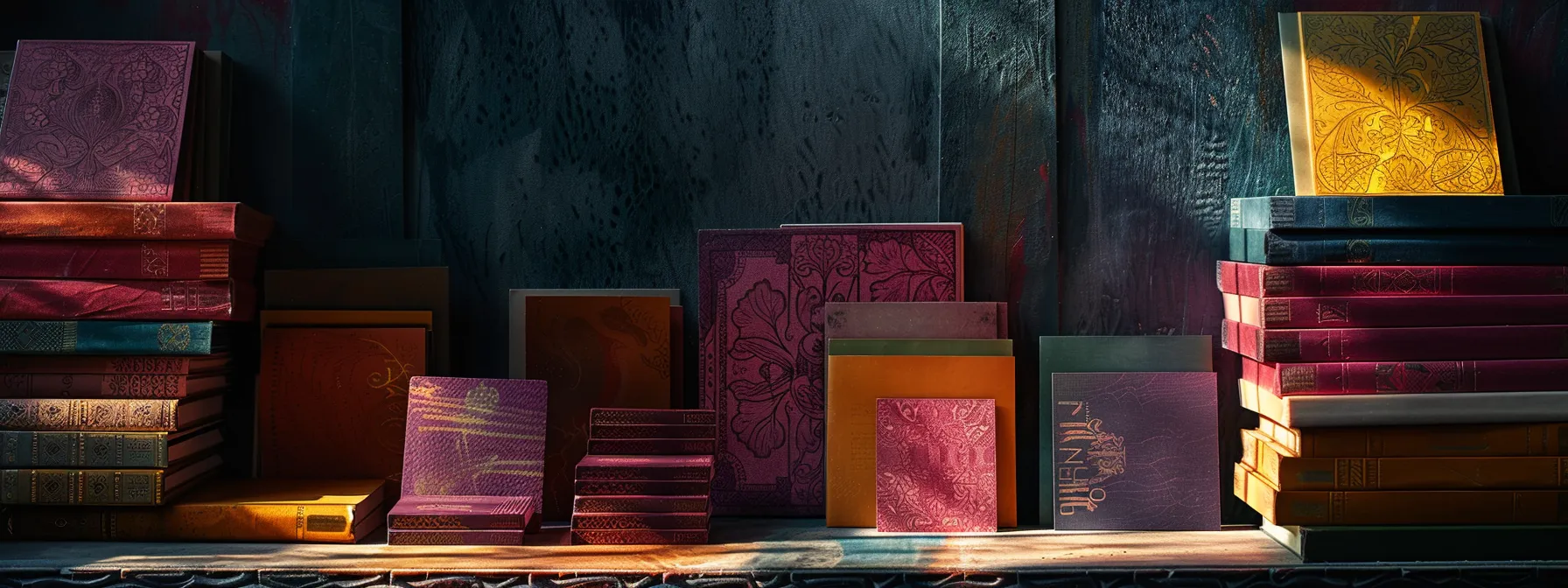 a visually striking scene featuring a neatly stacked assortment of vibrant business and personal cheques, each displaying intricate designs and textures under soft, diffused lighting that highlights their elegance and importance in financial transactions.