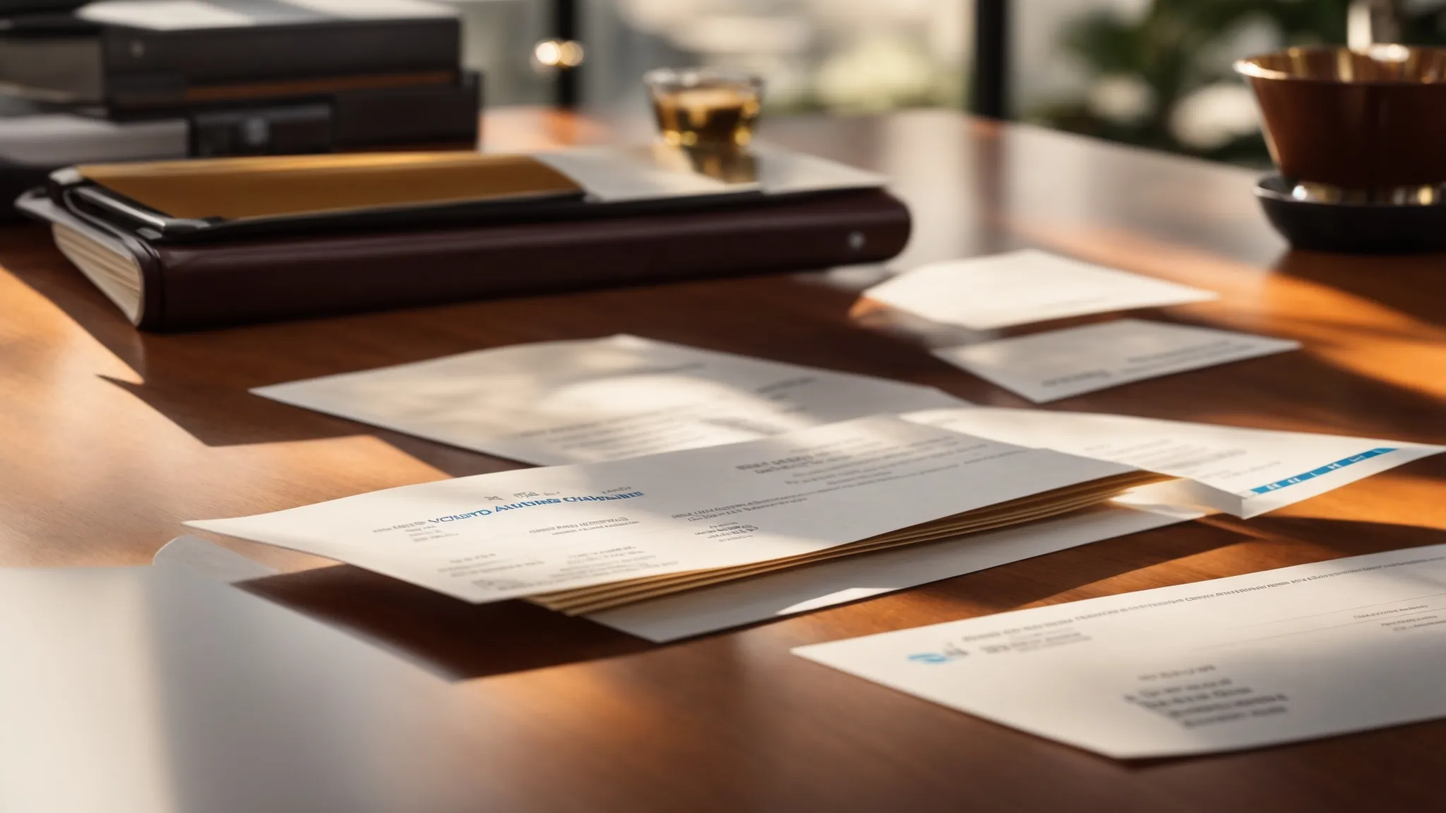 a vibrant arrangement of customized business cheques, showcasing unique designs and branding elements, laid out on a polished wooden desk under soft, diffused lighting, reflecting professionalism and identity in financial transactions.