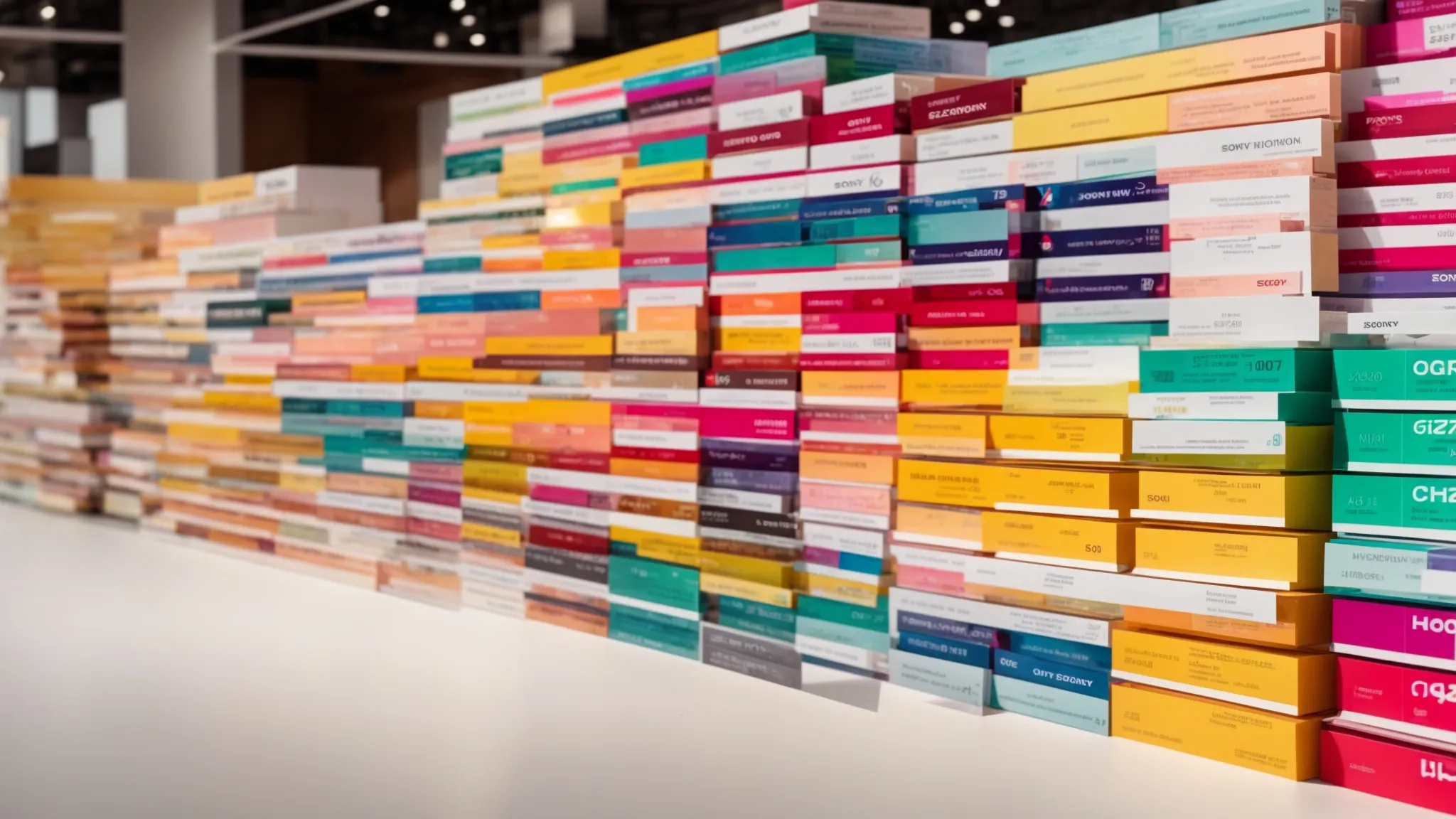 a vibrant display of customized business cheques showcases an array of bold colors, elegant fonts, and distinct logos, highlighting their role as powerful marketing tools that reinforce brand identity and customer trust.