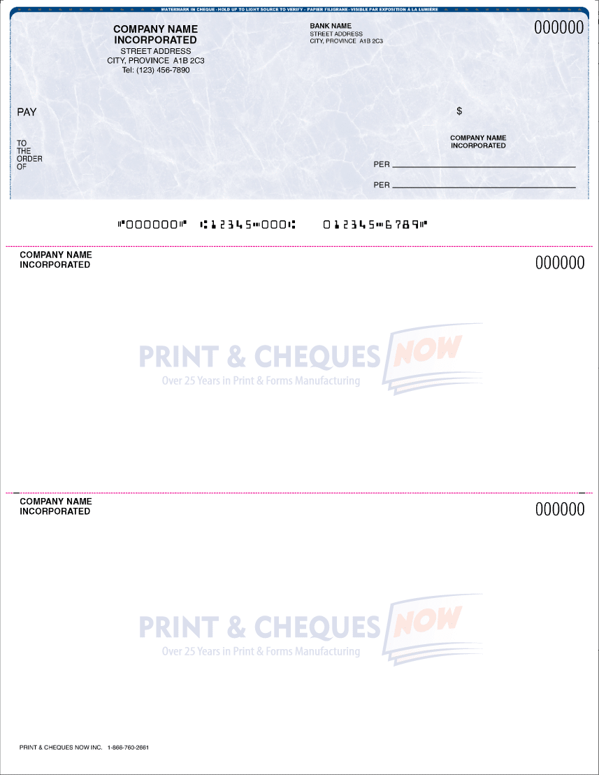 Premium Laser cheque sample (no hologram, heat-sensitive ink)