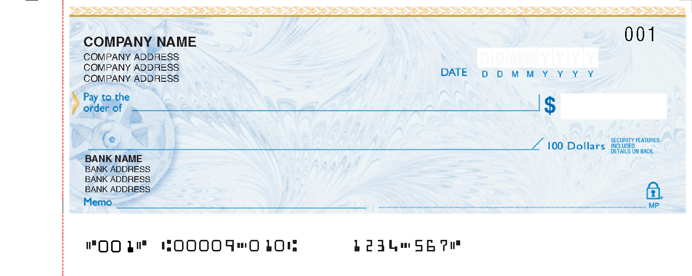 Personal cheque sample — CPA 2006 compliant, available in multiple colour options