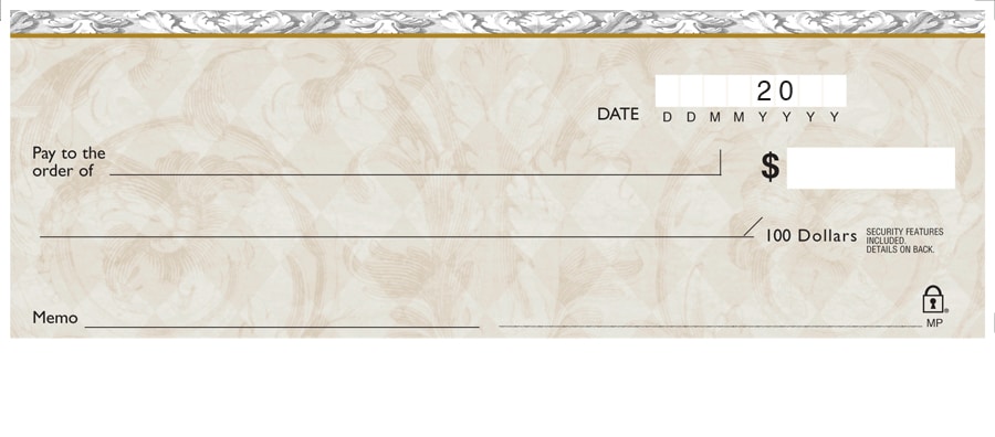 Brown personal cheque design — CPA 2006 compliant, Print and Cheques Now